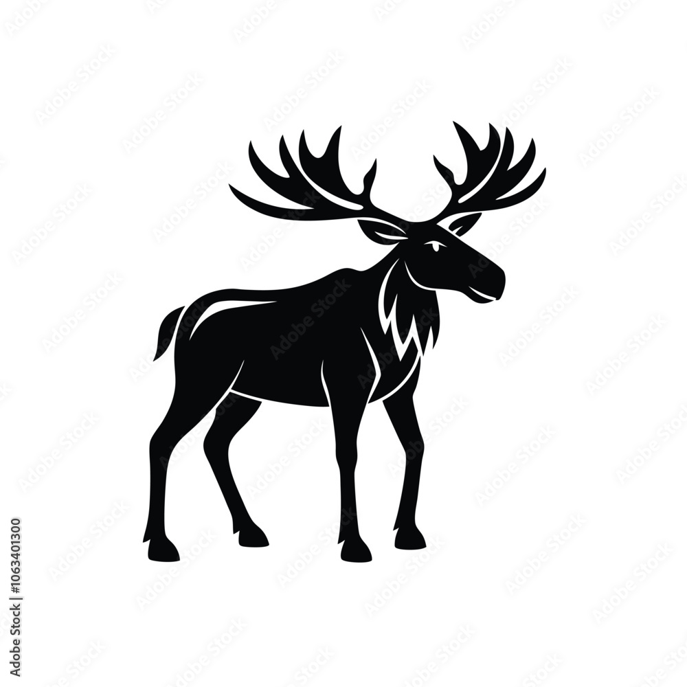 Fototapeta premium Deer Stag Moose Icon Vector Illustration Silhouette for Nature and Wildlife