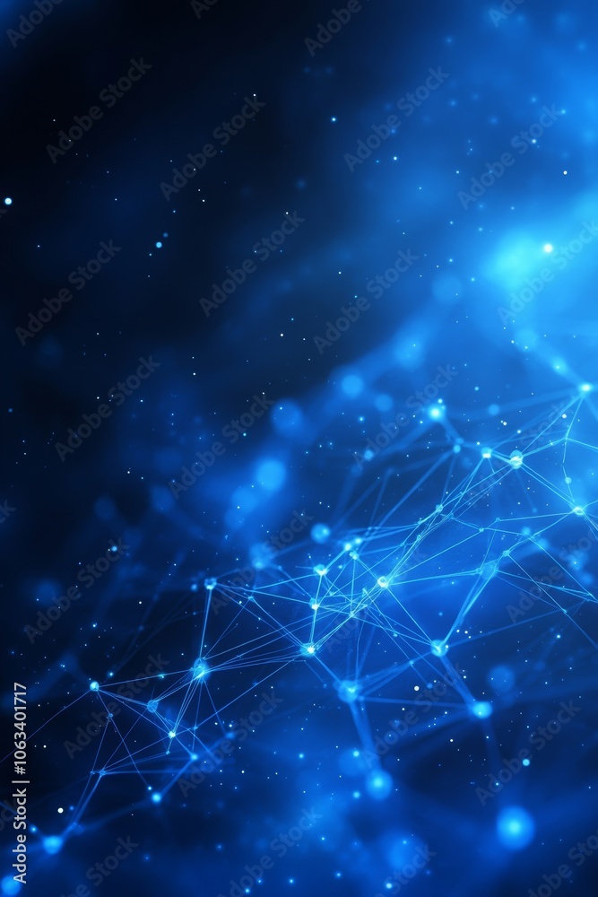 Fototapeta premium Abstract Blue Network Background. Technology, Connecting Dots, Lines, Big Data. Science.