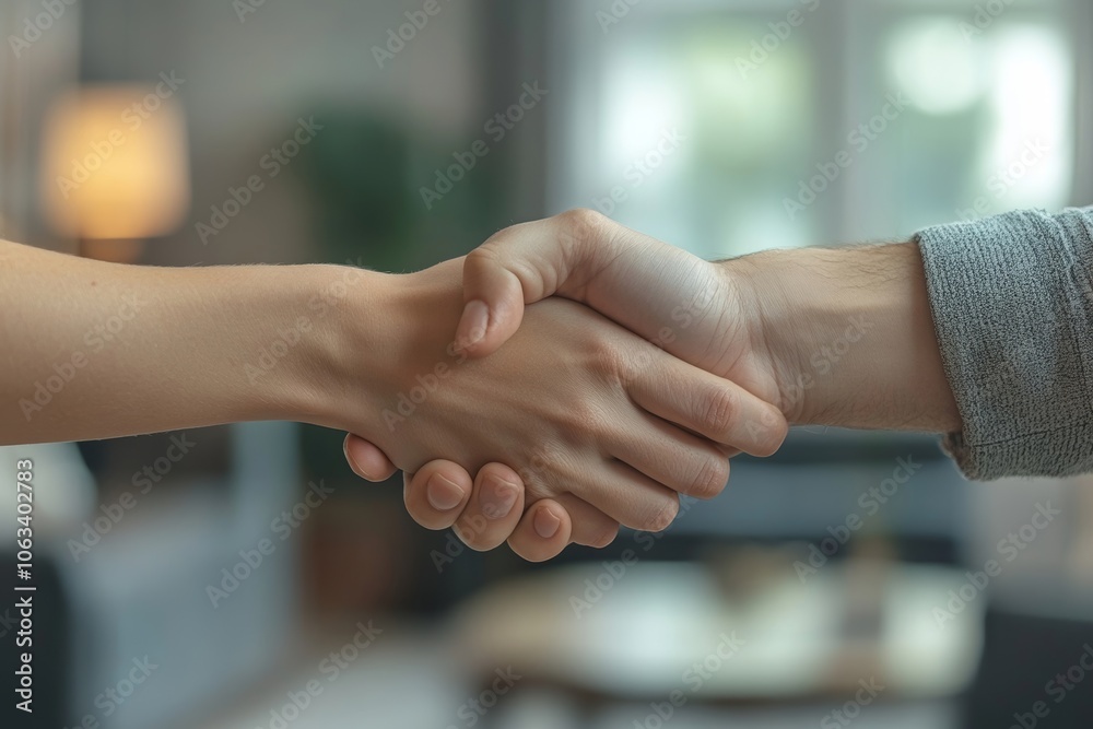 Client and banker shaking hand after lease contract successful, Generative AI Client and banker shaking hand after lease contract successful, Generative AI
