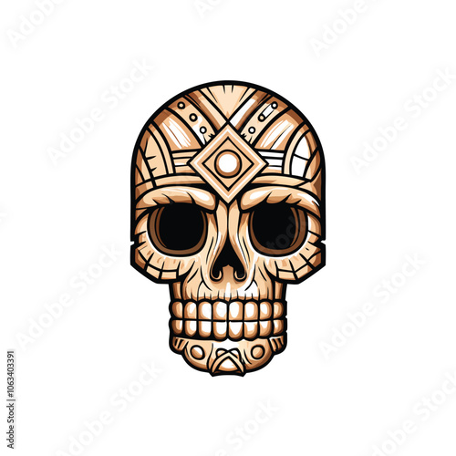 Create a vector symbol of a skull with intricate details, emphasizing a gothic and macabre aesthetic.