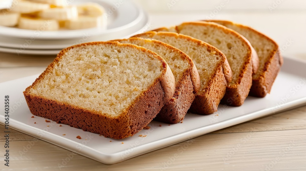 Banana bread slices with a butter pat in Breakfast nook, Bread photography Banana bread slices with a butter pat in Breakfast nook, Bread photography
