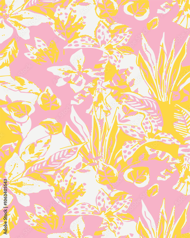 Fototapeta premium tropical leaves with animal skin pattern,vector,seamless pattern,illustration