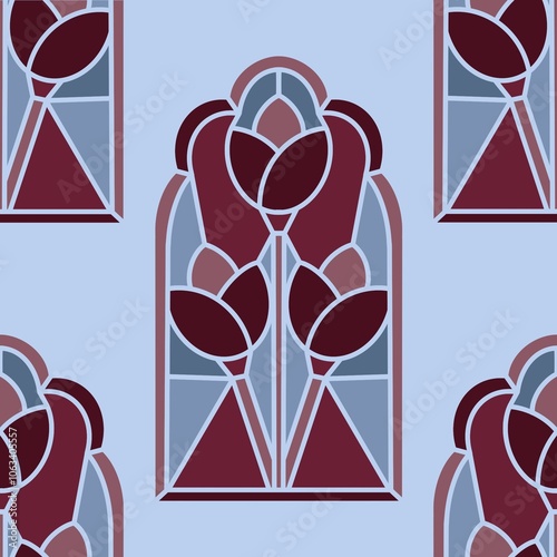 Vitrail - fleurs violet