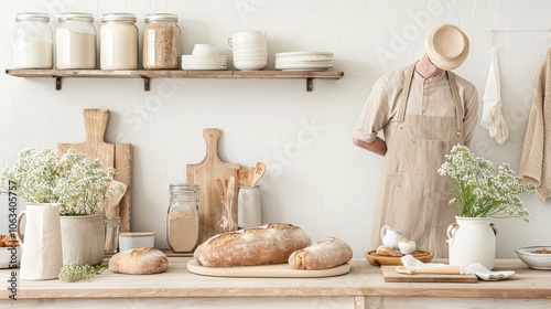 Irish soda bread with a rustic look in Traditional Irish kitchen photo