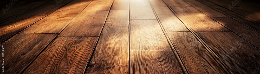 Obraz premium A Wooden Floor Illuminated by Sunlight