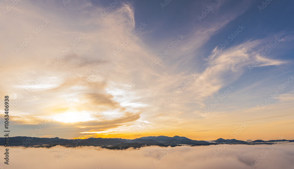 Fototapeta premium sunset over the mountains in the morning