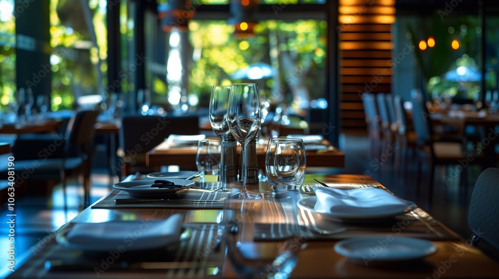 custom made wallpaper toronto digitalA modern restaurant features a beautifully arranged table with glassware and table settings