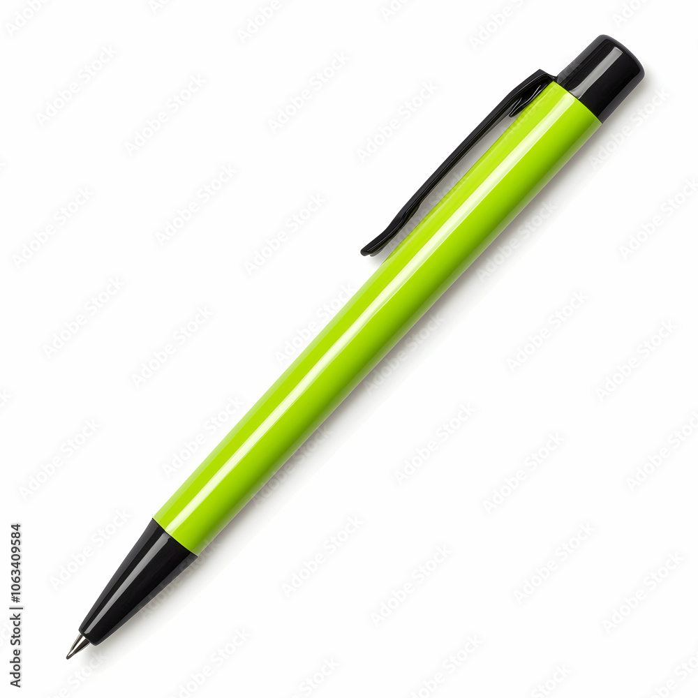 Green Ballpoint Pen Isolated on White Background, writing, stationery, office, supplies, office supplies Green Ballpoint Pen Isolated on White Background, writing, stationery, office, supplies, office supplies