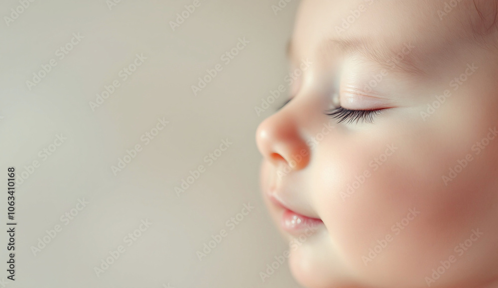 Profile image of a baby. Face of a baby. Sleeping baby. Baby with eyes closed. Slight smile. Profile image of a baby. Face of a baby. Sleeping baby. Baby with eyes closed. Slight smile.