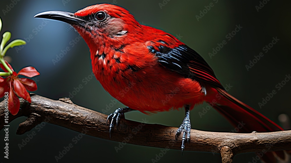 Obraz premium bird, nature, robin, wildlife, parrot, cardinal, red, animal, branch, beak