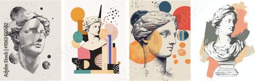 Antique statues face art Roman Greek sculpture bust head sculpture antique sculpture drawing modern boho aesthetic art wall art vintage print ancient Greece wall decor mythology classic art poster