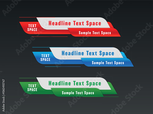 Stylish Gradient geometric lower third banner template design red blue and green
