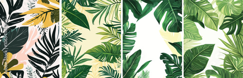 Tropical leaves seamless pattern Green jungle foliage background Exotic botanical design Lush nature wallpaper Tropical forest palm leaves Summer greenery print Rainforest vegetation backdrop Floral