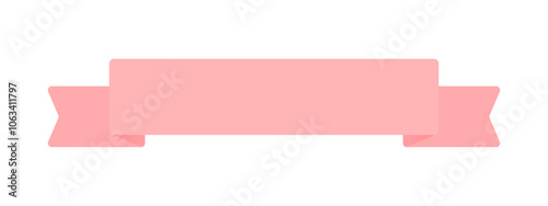 文字スペースのあるシンプルな横長のピンク色のリボンのイラスト - かわいいフレームや見出し、装飾の素材