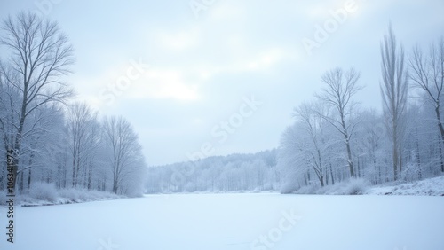 There is a lake in the snow