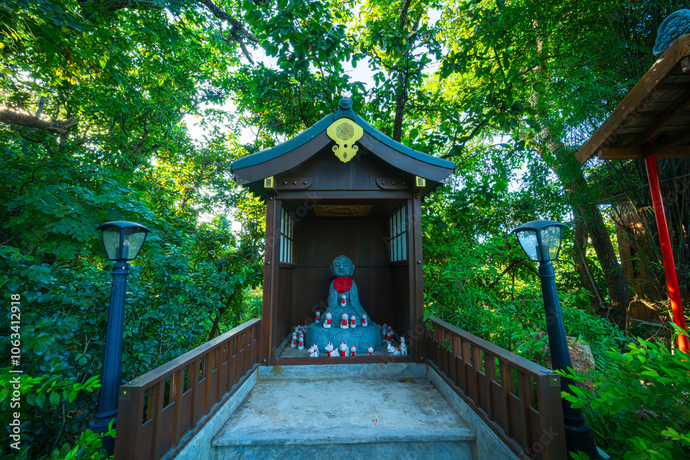 Naklejka premium Wat Phra That Doi Phra Chan in the city of Mae Tha in Lampang North of Thailand, travel Unseen Thailand,Japanese temple style