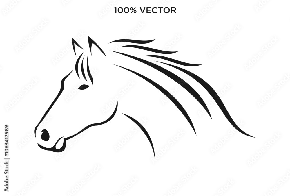 Horse Elegant Logo Symbol Vector, Simplicity Line Art Horse Elegant Logo Symbol Vector, Simplicity Line Art