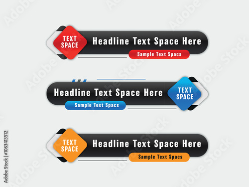 Abstract geometric lower third banners set design.