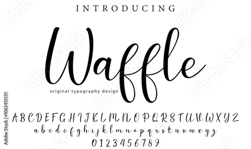 Waffle Font Stylish brush painted an uppercase vector letters, alphabet, typeface