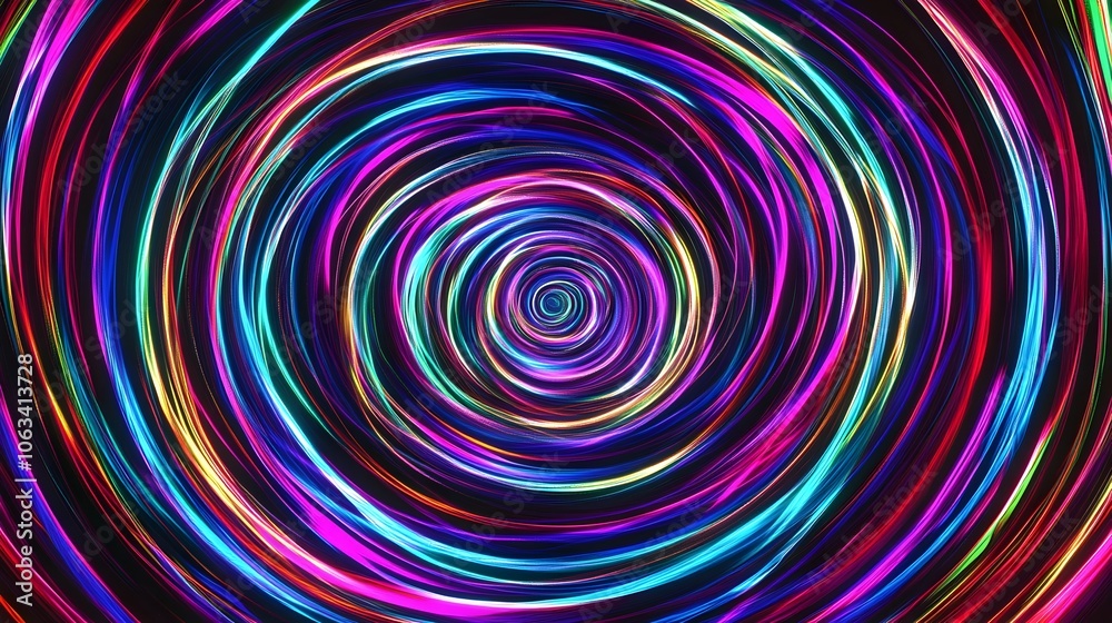 Captivating Neon Swirling Vortex Loading Effect on Dark Background Captivating Neon Swirling Vortex Loading Effect on Dark Background