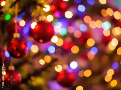 Colorful string of Christmas lights glowing brightly in the dark, creating a festive and joyful atmosphere, illuminated, background