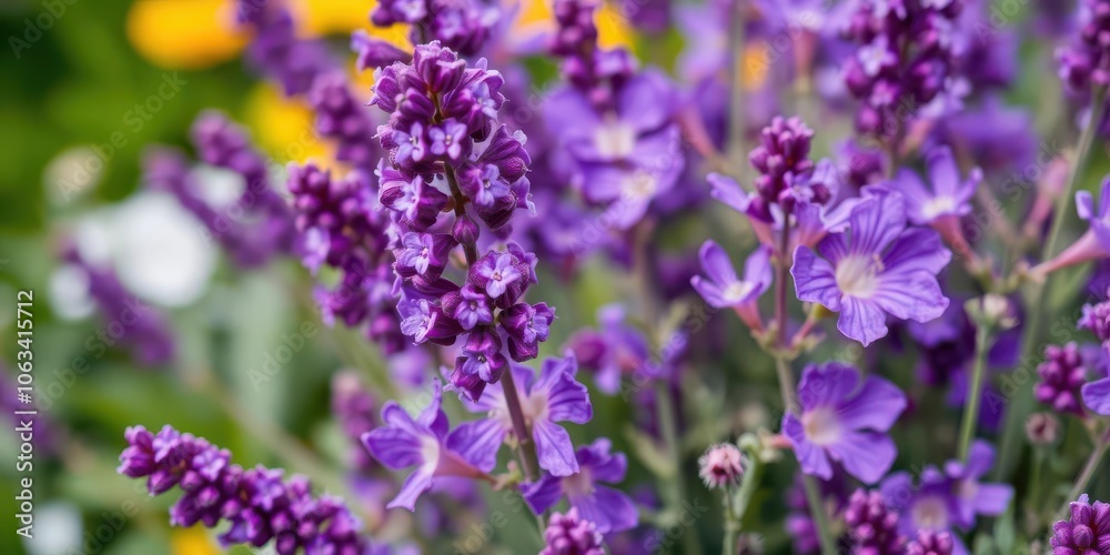 Close-up shot of vibrant purple flower petals and delicate leaves, outdoors, vivid Close-up shot of vibrant purple flower petals and delicate leaves, outdoors, vivid