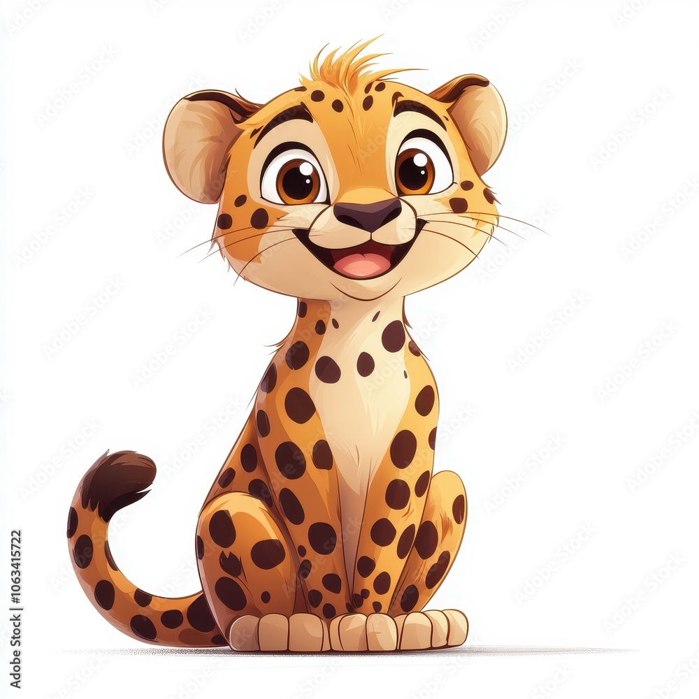 Cheerful Illustrated Cheetah Cub with Spots
