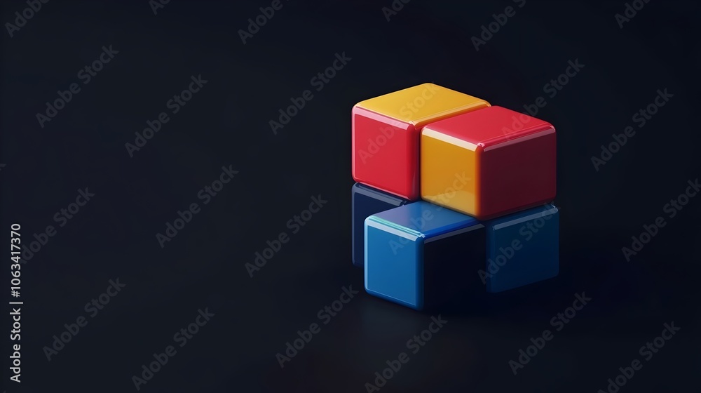 Colorful Rotating Cubes in Abstract 3D Loading Animation on Dark Background