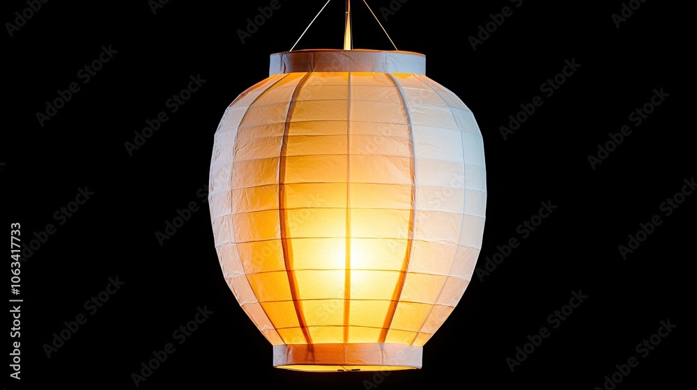 Obraz premium A beautiful paper lantern glowing softly in the dark, creating a warm, inviting ambiance.
