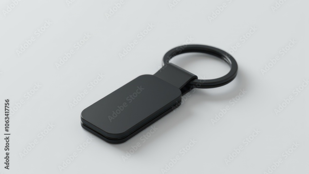 A black key ring is sitting on the table A black key ring is sitting on the table
