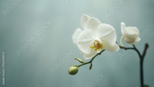 White orchid on a green background