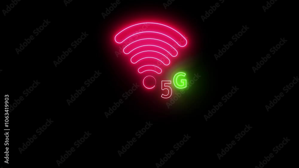 5G Animated Icon appearing with Lines on black . Business and technology, speed, signal, network, big data, connectivity futuristic information of internet of 5G Animated Icon appearing with Lines on black . Business and technology, speed, signal, network, big data, connectivity futuristic information of internet of