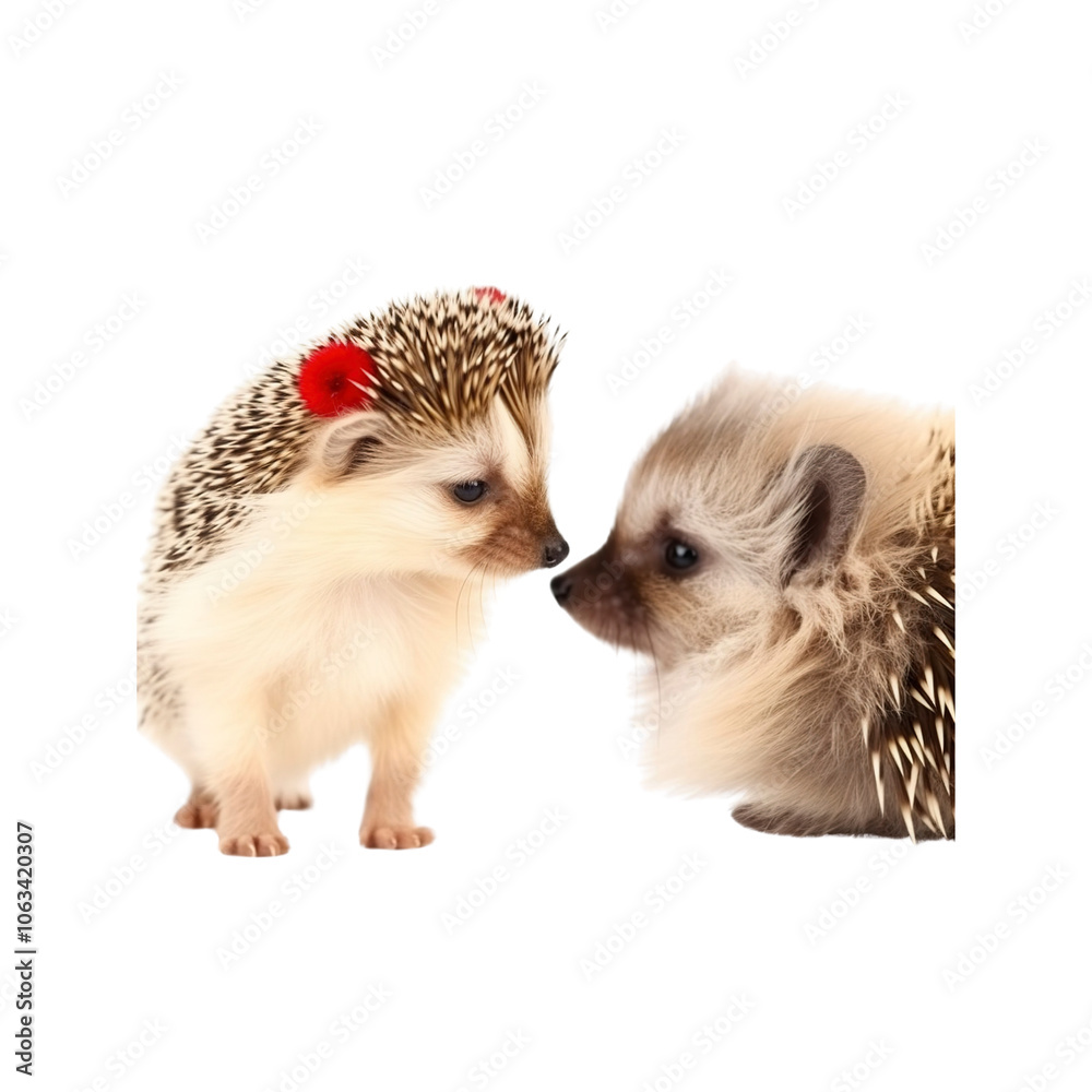 Two hedgehogs looking at each other with love Two hedgehogs looking at each other with love
