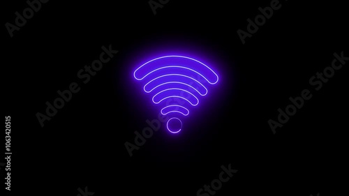 Glowing neon line Wifi wireless internet network symbol icon isolated on transparent background. Wireless networking digital futuristic technolog