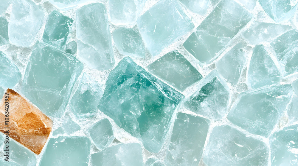 Fototapeta premium Abstract Teal and Orange Mosaic Background, tile, texture, pattern, turquoise, blue