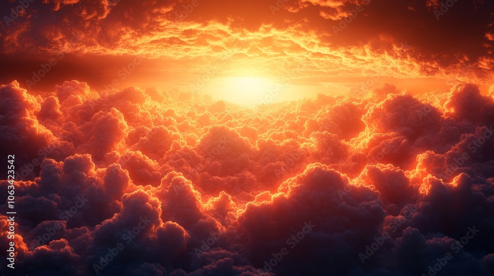 Fototapeta premium The sky is filled with clouds and the sun is shining brightly through them