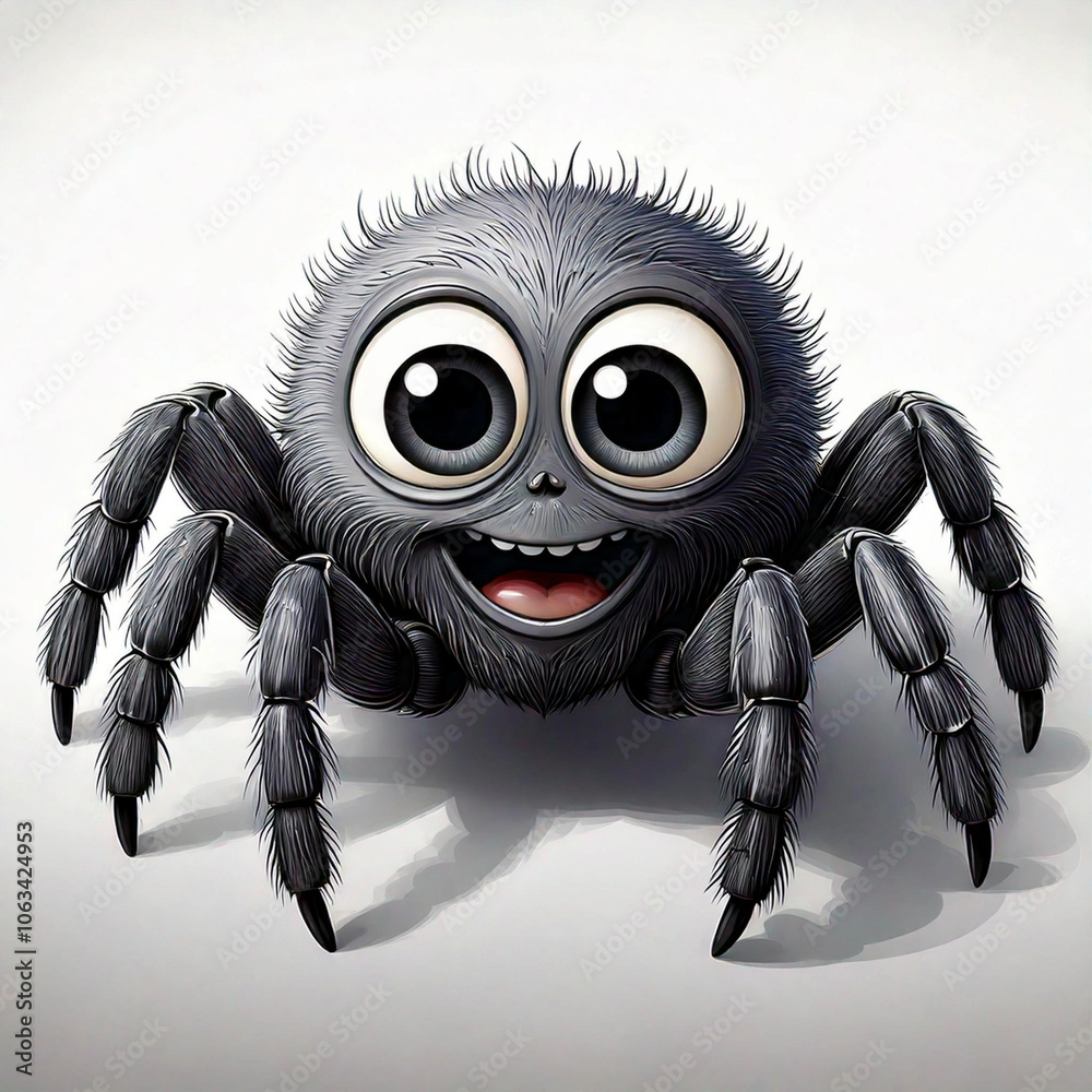 A clip art illustration of a cartoon spider a smile, isolated on white background A clip art illustration of a cartoon spider a smile, isolated on white background