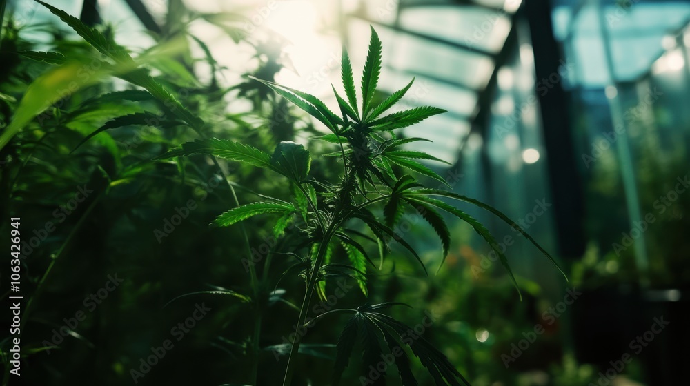 A detailed view of cannabis plants of different strains, A detailed view of cannabis plants of different strains,