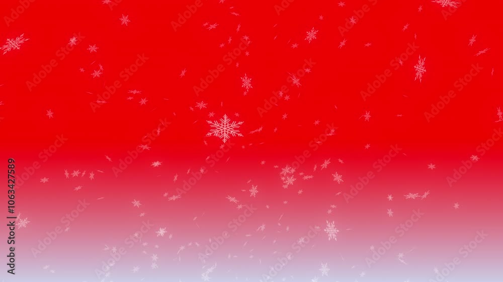 White snowflakes falling and flying away on red gradient background. Merry Christmas, Happy Holidays and season's greetings. White snowflakes falling and flying away on red gradient background. Merry Christmas, Happy Holidays and season's greetings.