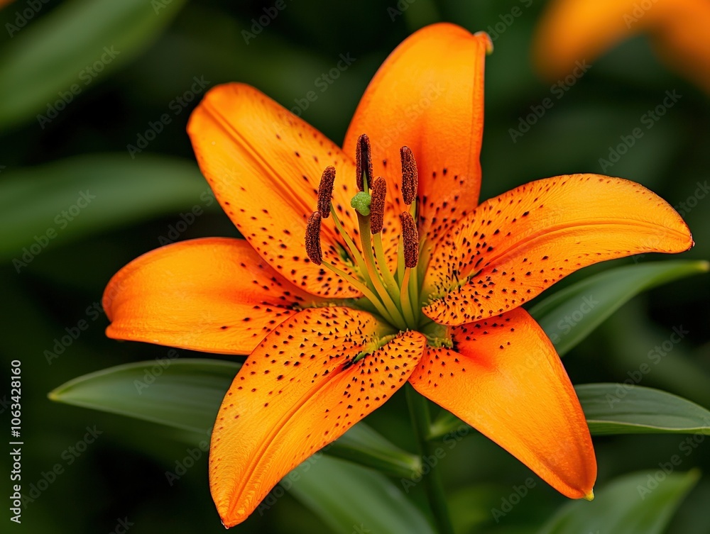 Explore the stunning details of a macro shot of a bright orange lily flower in crisp clarity Explore the stunning details of a macro shot of a bright orange lily flower in crisp clarity