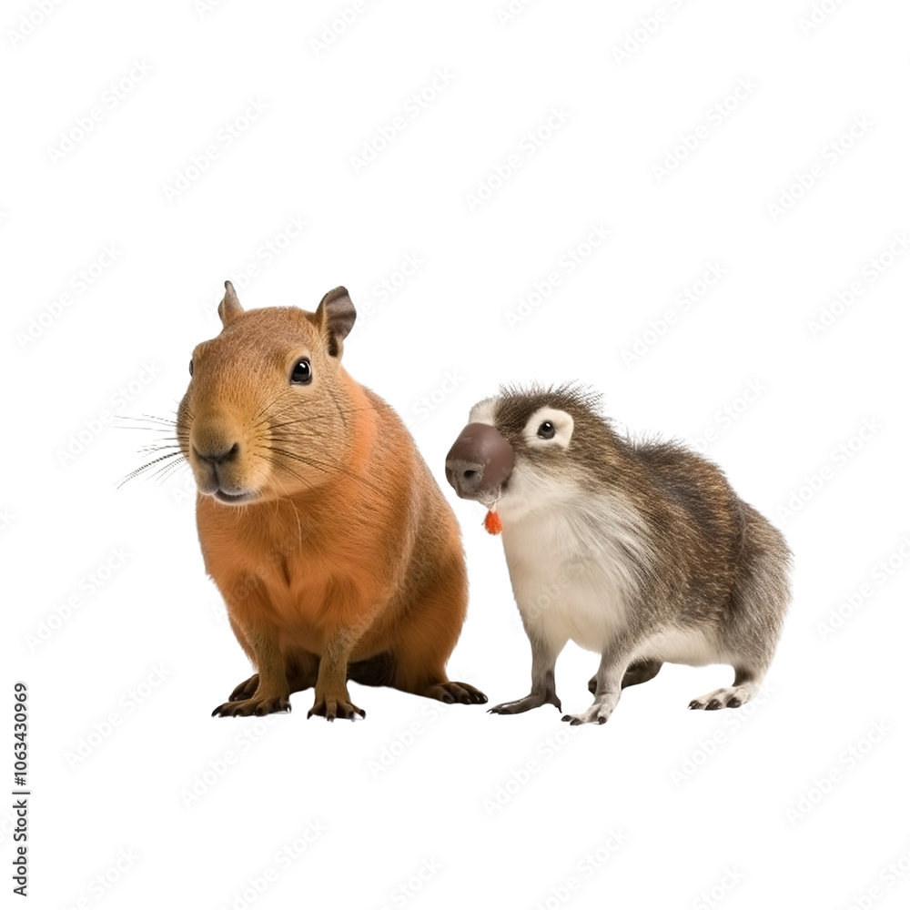 Capybara and Margay Looking at Each Other Capybara and Margay Looking at Each Other