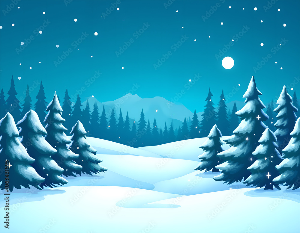 winter landscape with christmas tree, generative ai winter landscape with christmas tree, generative ai