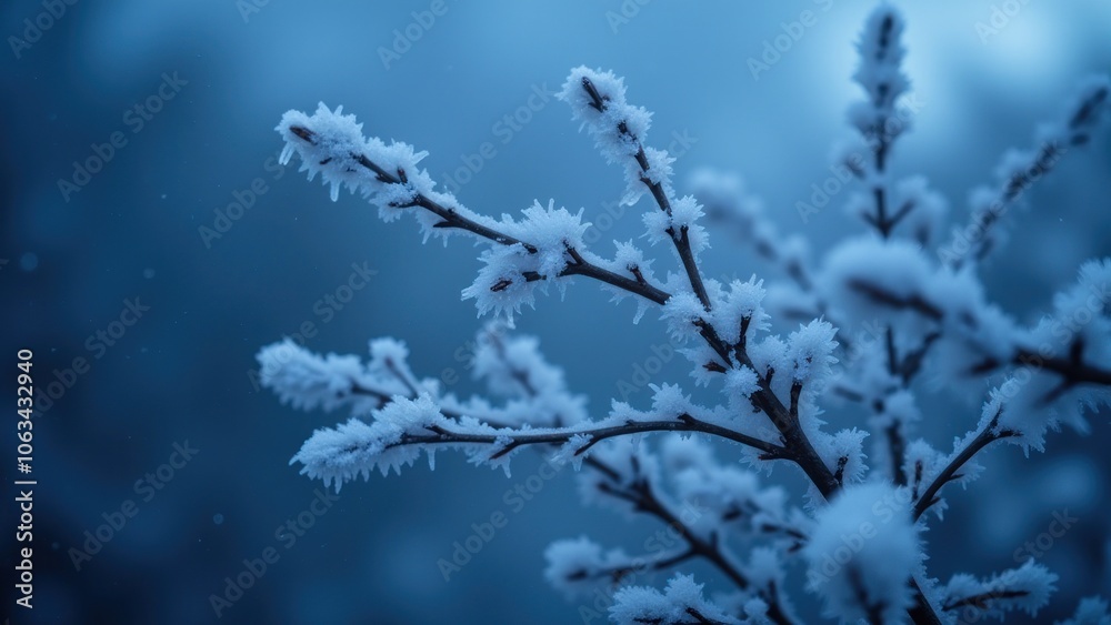 The branches are covered in snow The branches are covered in snow