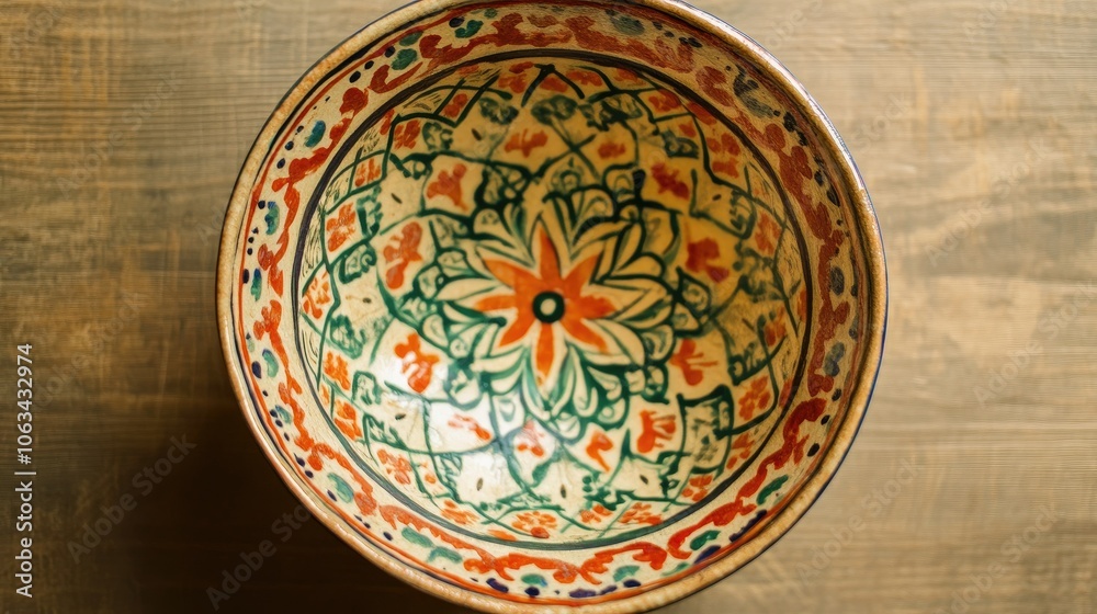 Fototapeta premium Colorful Decorative Bowl with Intricate Patterns