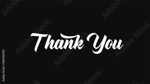 Thank you animation caligraphy hand writting footage black and white background. moving brush texture letters