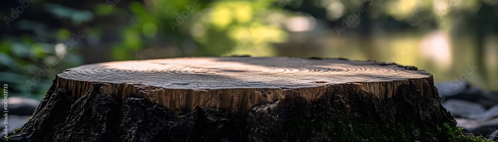 A Close-Up View of a Weathered Tree Stump with a Smooth Top A Close-Up View of a Weathered Tree Stump with a Smooth Top