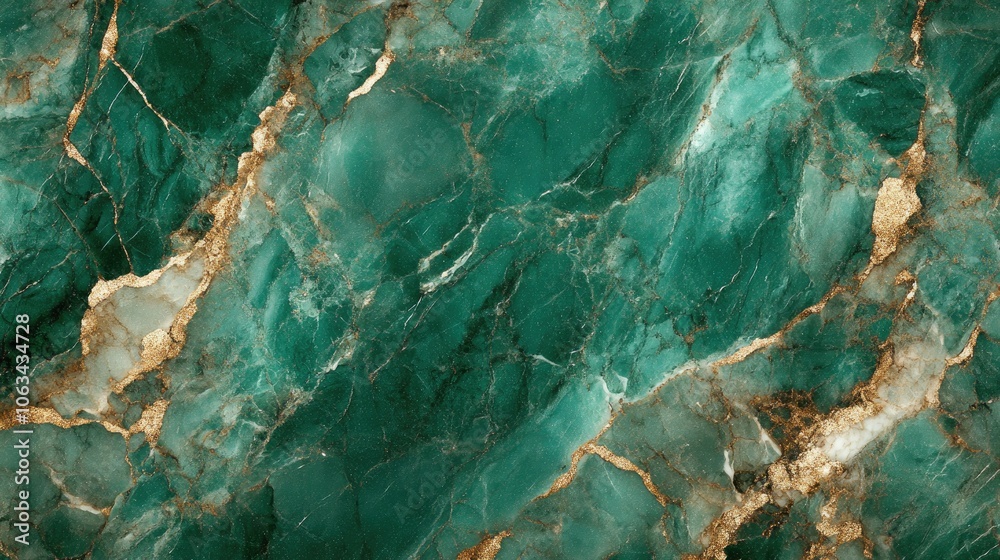 Luxurious emerald and gold marble texture with white veins, creating a vibrant green and turquoise pattern Luxurious emerald and gold marble texture with white veins, creating a vibrant green and turquoise pattern