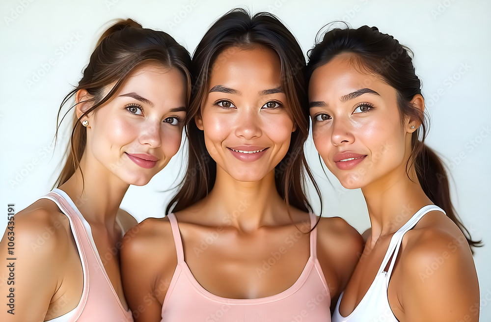 Fitness girls smiling on camera showing healthy lifestyle and proper nutrition. Fitness girls smiling on camera showing healthy lifestyle and proper nutrition.
