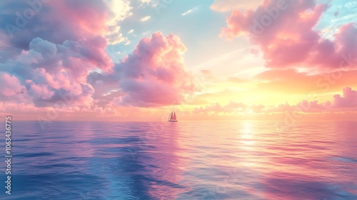 Peaceful Sunset Sailboat with Pastel Sky
