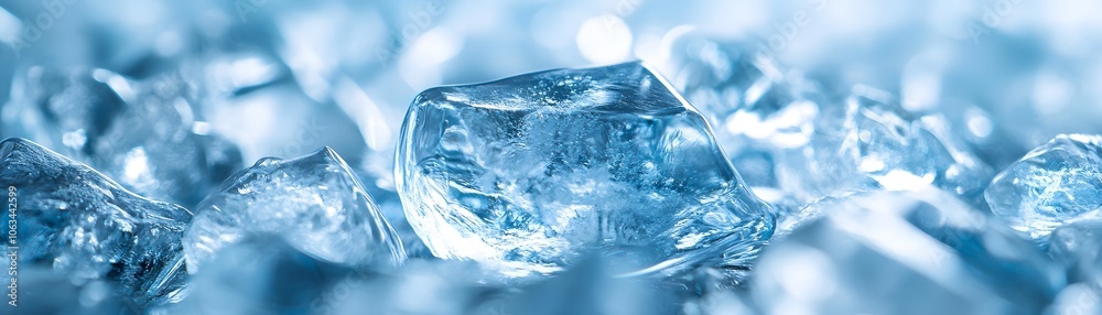 Close-up of a Single Ice Cube Amongst a Pile of Ice Close-up of a Single Ice Cube Amongst a Pile of Ice